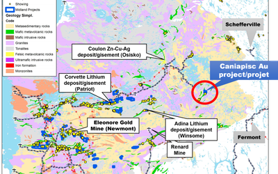 Midland Exploration - Carte du site Caniapisc AU