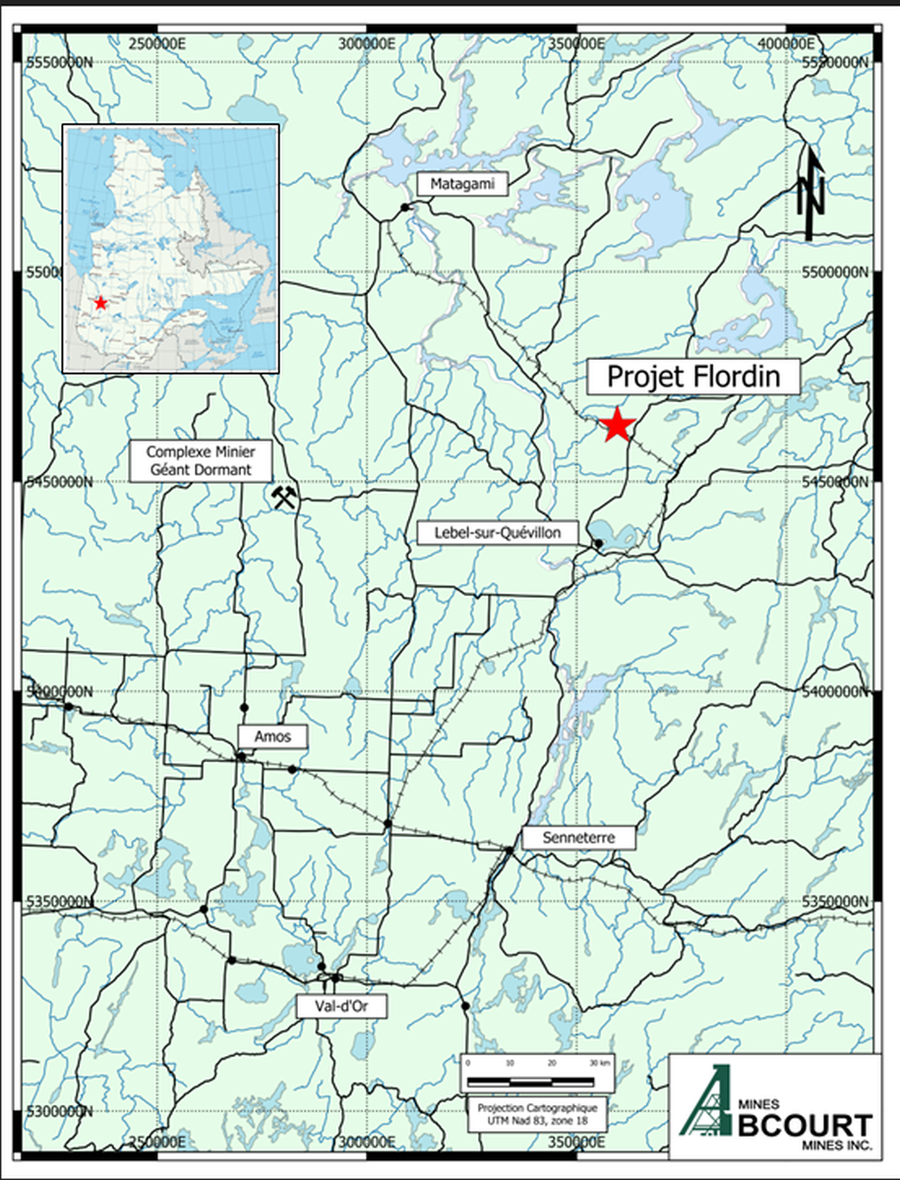 Carte montrant la propriété Flordin et les villes voisines