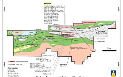 Azimut étend une importante zone antimoine-or sur 1,8 km à Wabamisk